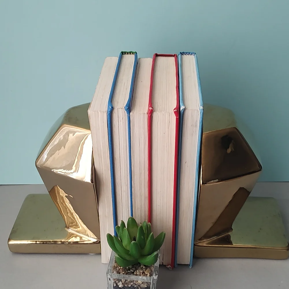 Gold Geometric Bookends
